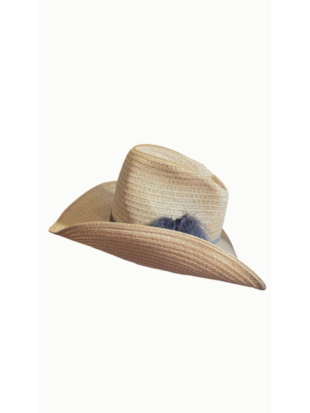 Dorfman Pacific Studs! Straw Cowboy Hat Western Feather Accent Tan Size 7 1/8 - Picture 4 of 10